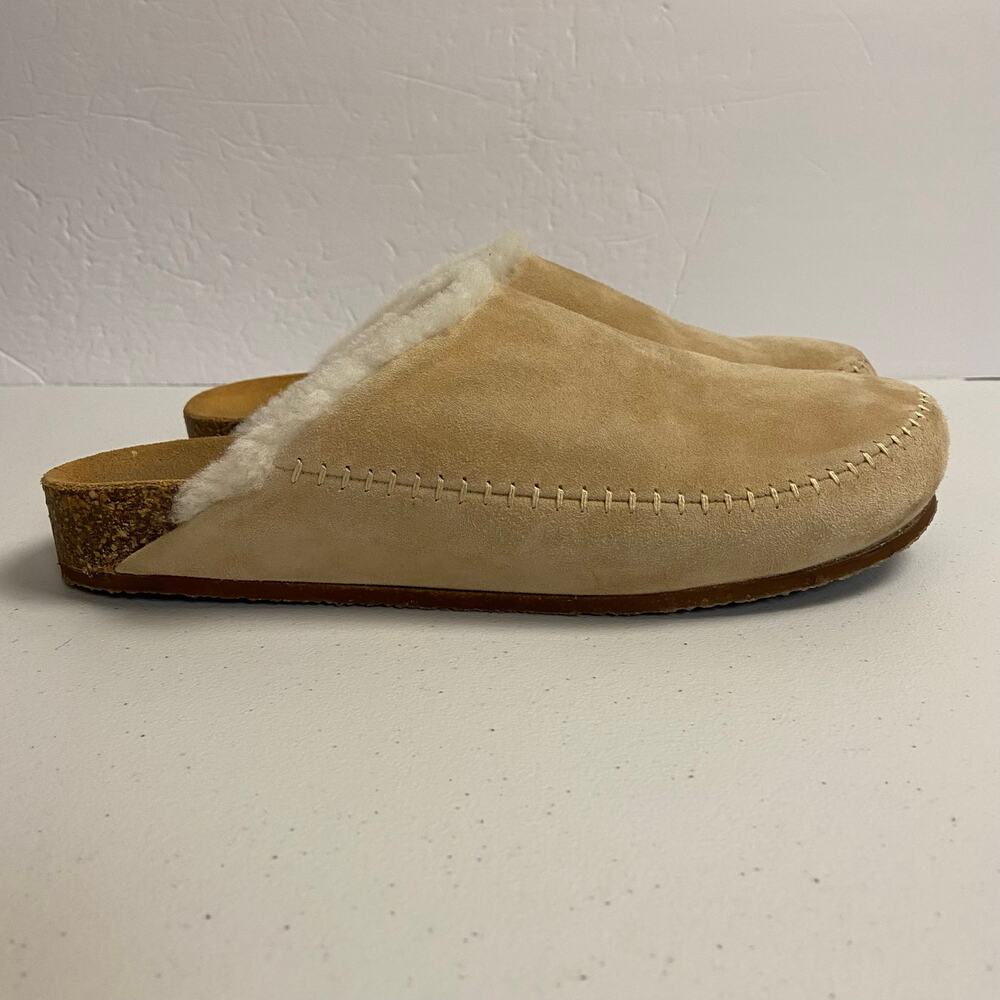 Jenni Kayne Shearling-Lined Suede Moc Clog Shoes in Natural EU 41 US 11